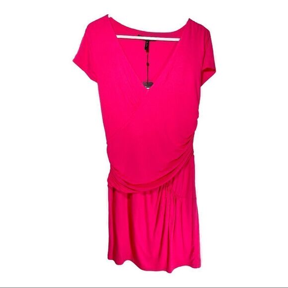 NWT BCBGMaxAzria Large Hot Pink Midi Dress - Picture 7 of 8